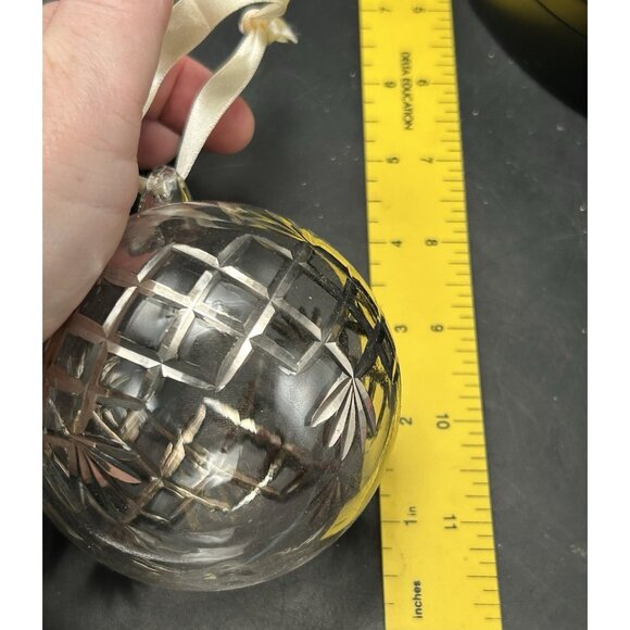 Blown Clear Cut Glass Christmas Ornament Ball 4" Holiday Decor Vintage - Picture 5 of 7
